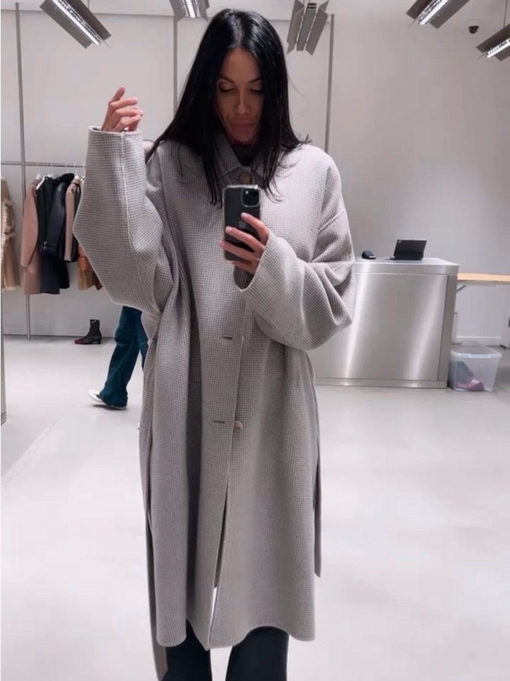 Acne Oversized Light Gray Wool Blend Coat